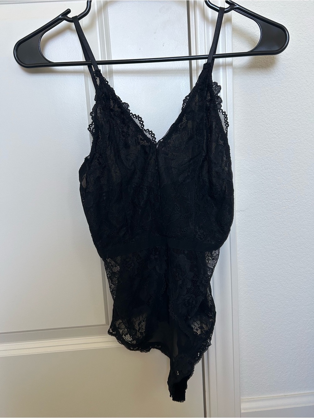 Black Lace Bodysuit with Delicate Straps